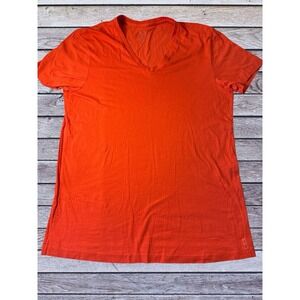 Armani Exchange Short-Sleeve Pure Pima Jersey V- Neck Shirt, Size M Orange EUC